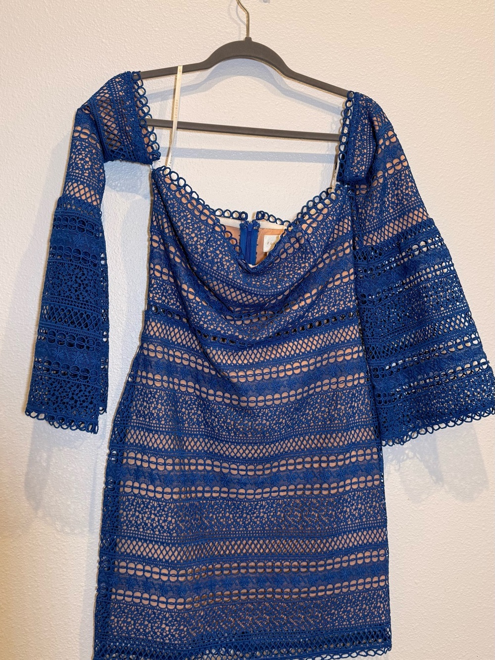 foxiedox Royal Blue Crochet Lace Off-Shoulder Dress